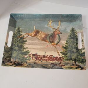 NEW John Derian x Target Reindeer Wintry Town Melamine Handled Serving Tray 2025